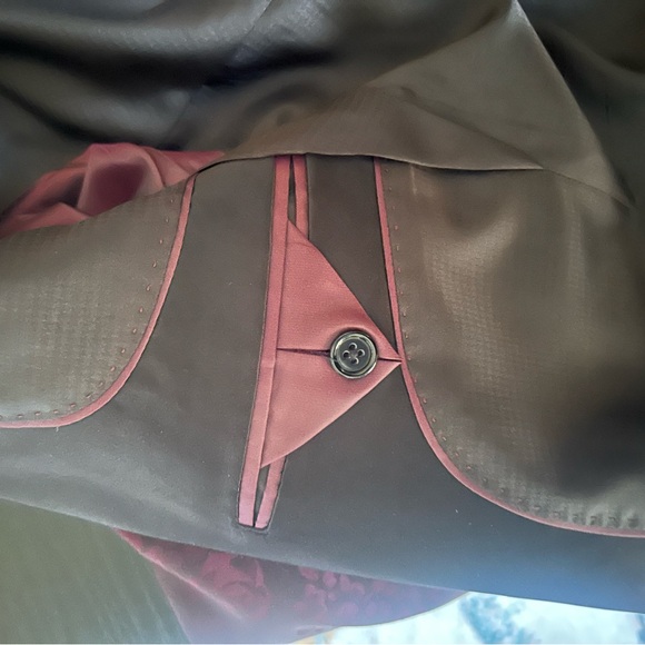 Egara Burgundy Floral Shawl Collar Blazer Jacket Slim Fit Size 38R - Picture 12 of 14